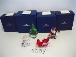 Swarovski Santa Claus Sleigh Reindeer & Christmas Tree Set