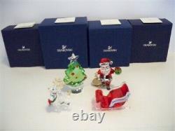 Swarovski Santa Claus Sleigh Reindeer & Christmas Tree Set