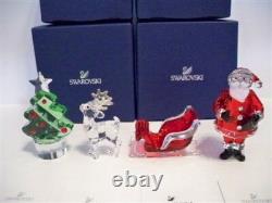 Swarovski Santa Claus Sleigh Reindeer & Christmas Tree Set