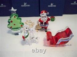 Swarovski Santa Claus Sleigh Reindeer & Christmas Tree Set