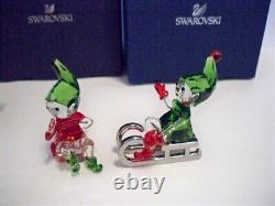 Swarovski Santa Claus Sleigh Reindeer Elfs & Christmas Tree 6 Pc Set