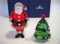 Swarovski Santa Claus Sleigh Reindeer & Green Christmas Tree Set