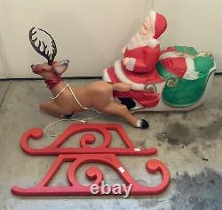TPI Blow Mold Santa Sleigh & Reindeer in Box- Damaged
