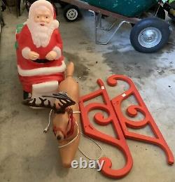 TPI Blow Mold Santa Sleigh & Reindeer in Box- Damaged