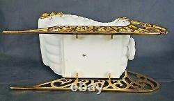 TRADITIONS White Porcelain Santa With Sleigh and Reindeer Gold colored Accents