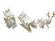 Traditions White Porcelain Santa Withsleigh & Reindeer Gold Color Accents