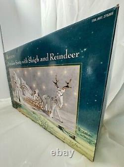 TRADITIONS White Porcelain Santa withSleigh & Reindeer Gold Color Accents