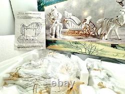 TRADITIONS White Porcelain Santa withSleigh & Reindeer Gold Color Accents