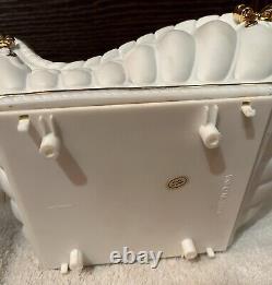 TRADITIONS White Porcelain Santa withSleigh & Reindeer Gold Color Accents FREE SHP