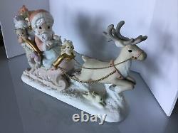 T Precious Moments-HUGE Santa/Sleigh/Reindeer-Limited Edition-Hard To Find