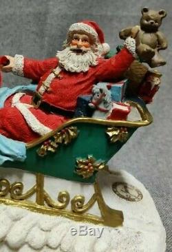Tall Vintage Jaimy Christmas Figurine Santa Sleigh Sled Flying Reindeer Statue