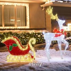 Tangkula 5.4 FT Christmas Lighted Reindeer & Santa's Sleigh, Indoor/Outdoor Xmas