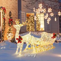 Tangkula 6 FT Christmas Lighted Reindeer & Santa'S Sleigh, Xmas Lighted Outdoor