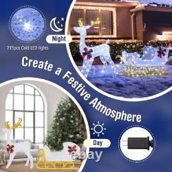 Tangkula 6 FT Christmas Lighted Reindeer & Santa'S Sleigh, Xmas Lighted Outdoor