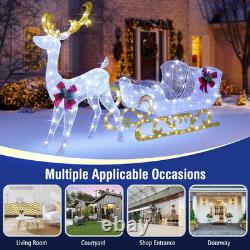 Tangkula 6 FT Christmas Lighted Reindeer & Santa'S Sleigh, Xmas Lighted Outdoor