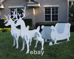 Teak Isle Christmas Outdoor Santa Sleigh and 2 Reindeer Set