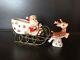 Thames Santa In Wire Sleigh With Reindeer Planter Candy Dish Vtg Christmas Japan