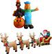 Thanksgiving Scarecrow Turkey Pumpkin, Christmas Santa Claus On Sleigh Reindeer