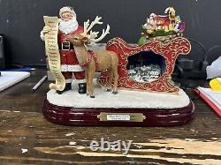 Thomas Kinkade Santa Sleigh & Reindeer Figurine Bradford Musical Lighted RARE