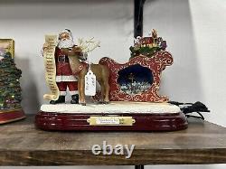 Thomas Kinkade Santa Sleigh & Reindeer Figurine Bradford Musical Lighted RARE