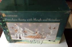 Traditions Christmas Porcelain Santa with Sleigh and Reindeer Christmas Figures