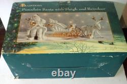 Traditions Christmas Porcelain Santa with Sleigh and Reindeer Christmas Figures