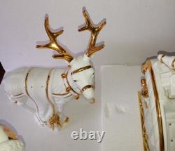 Traditions Christmas Porcelain Santa with Sleigh and Reindeer Christmas Figures