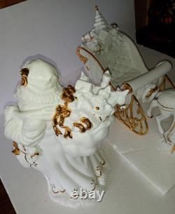 Traditions Christmas Porcelain Santa with Sleigh and Reindeer Christmas Figures