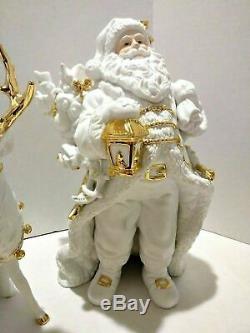 Traditions Large Porcelain Santa with Sleigh and Reindeer