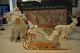 Traditions Porcelain Santa With Sleigh And Reindeer Set White & Gold Accents