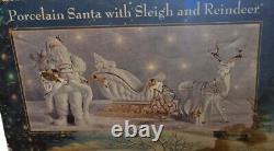 Traditions Porcelain Santa with Sleigh and Reindeer Christmas Decoration Figures