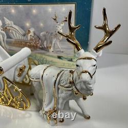 Traditions Porcelain Santa with Sleigh and Reindeer Christmas Decoration Figures