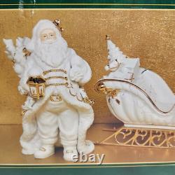 Traditions Porcelain Santa with Sleigh and Reindeer Christmas Decoration Figures