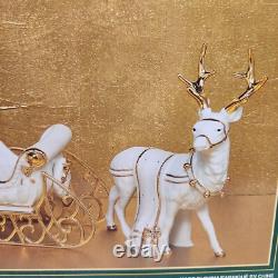 Traditions Porcelain Santa with Sleigh and Reindeer Christmas Decoration Figures