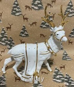Traditions Porcelain Santa with Sleigh and Reindeer Christmas Decoration Figures