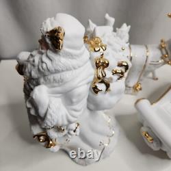 Traditions Porcelain Santa with Sleigh and Reindeer Christmas Decoration Figures
