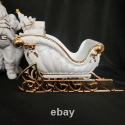 Traditions Porcelain Santa with Sleigh and Reindeer Christmas Decoration Figures