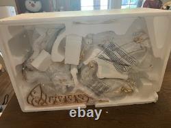 Traditions White Porcelain Santa withSleigh & Reindeer Gold Color Accent