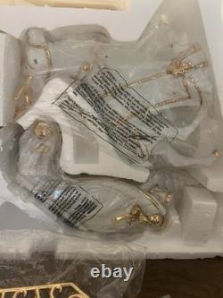 Traditions White Porcelain Santa withSleigh & Reindeer Gold Color Accent