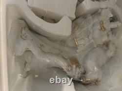 Traditions White Porcelain Santa withSleigh & Reindeer Gold Color Accent