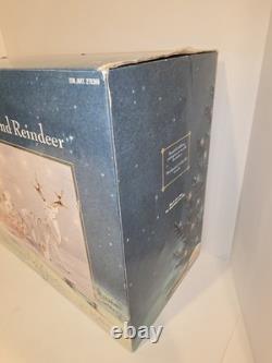 Traditions White Porcelain Santa withSleigh & Reindeer Gold Color Accent BRAND NEW