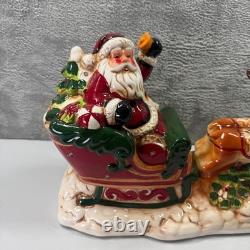 Transpac Dolomite Ceramic Santa Sleigh Musical LED Figurine Christmas Decoration