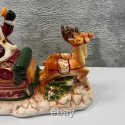 Transpac Dolomite Ceramic Santa Sleigh Musical LED Figurine Christmas Decoration