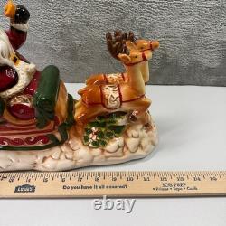 Transpac Dolomite Ceramic Santa Sleigh Musical LED Figurine Christmas Decoration