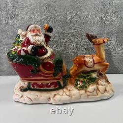 Transpac Dolomite Ceramic Santa Sleigh Musical LED Figurine Christmas Decoration