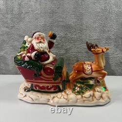 Transpac Dolomite Ceramic Santa Sleigh Musical LED Figurine Christmas Decoration