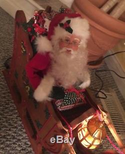 Trim A Home Animated Lighted And Musical Reindeer With Santa In Sleigh