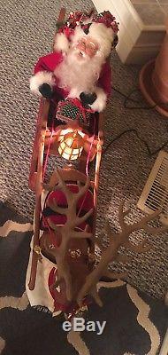 Trim A Home Animated Lighted And Musical Reindeer With Santa In Sleigh