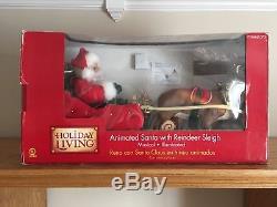 Trim A Home Animated & Musical Santa In Sleigh With Reindeer Excellent Condition