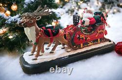 Trim a Home Holiday Creations Animated Reindeer & Santa On Sleigh Musical With Box